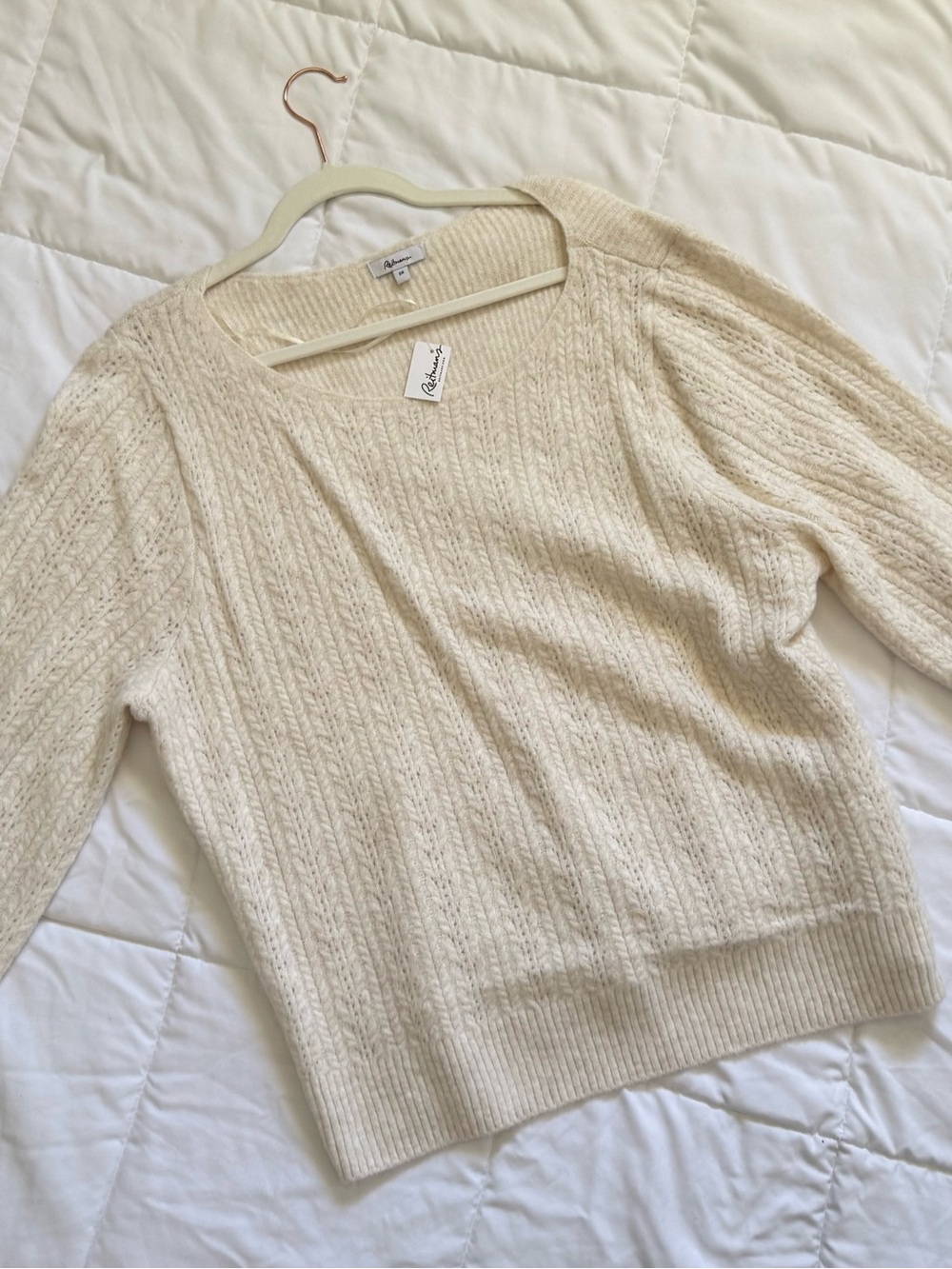 Reitmans Cream Cable Scoop-Neck Sweater